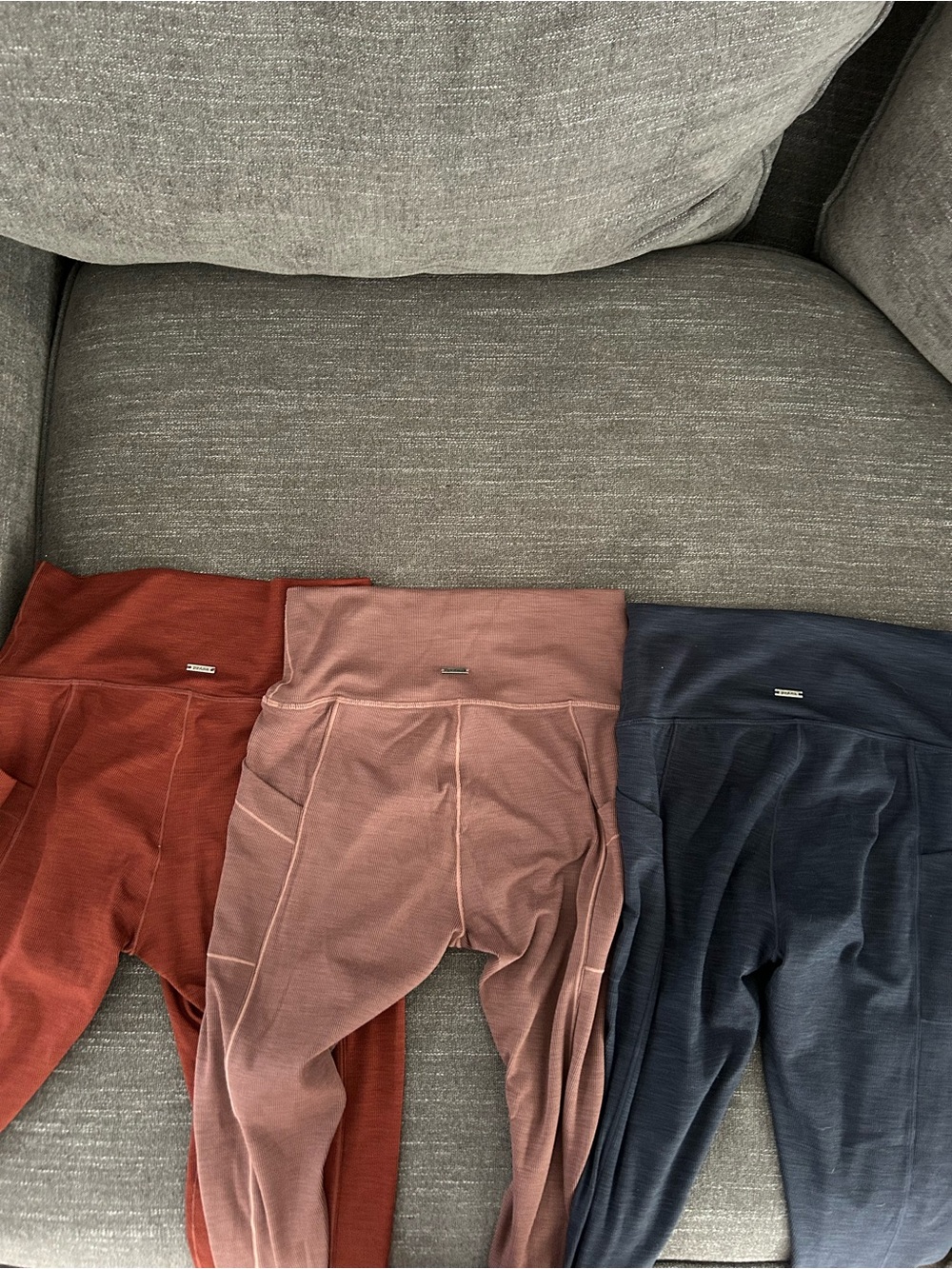 3 PrAna Ribbed High Rise Leggings Bundle Size M Brown Pink Navy - Picture 3 of 6